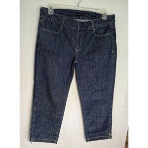 Banana Republic Capri Size 12 Women’s Mid Rise Blue Denim w Zipper leg Stretch